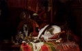 Trinquier Antoine Guillaume Stillleben mit Geschirr Eine Vase A Kerzenständer und andere Gegenstände Gustave Jean Jacquet